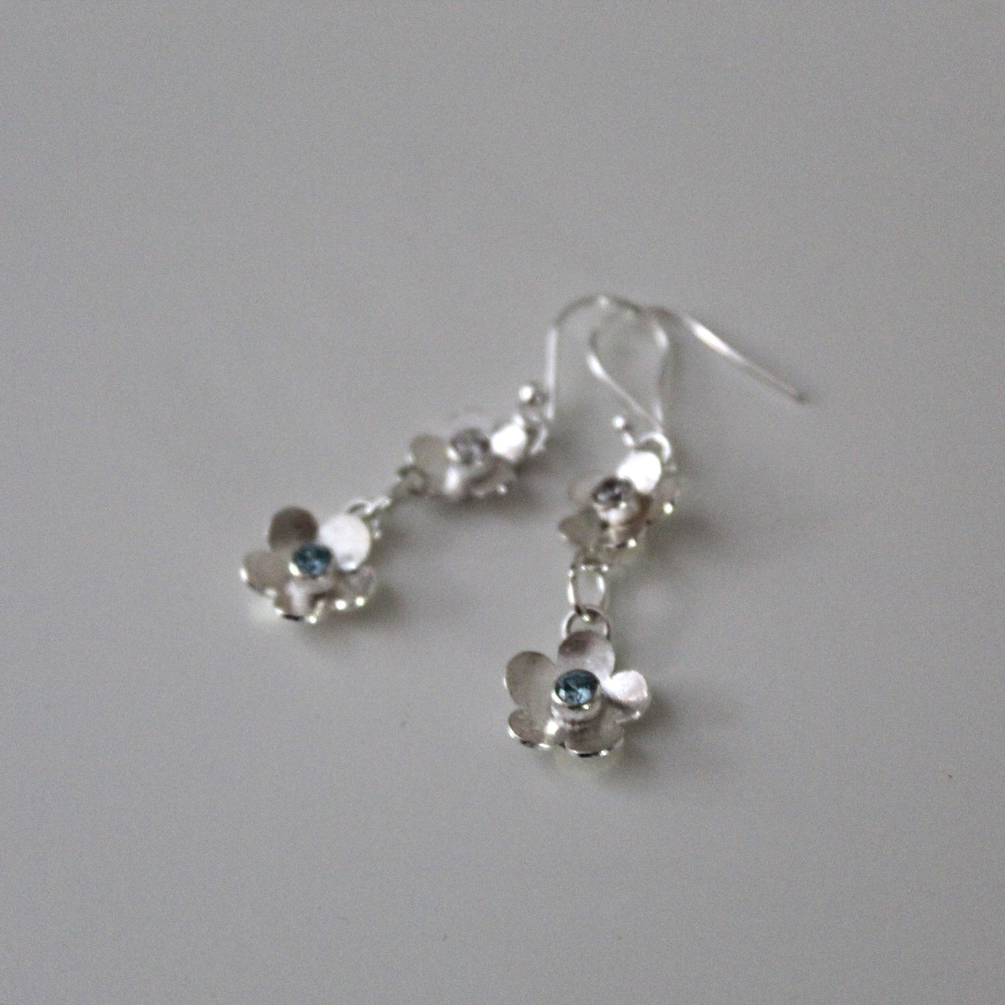 Bloom Sterling Silver Flower Double Dangle Earrings