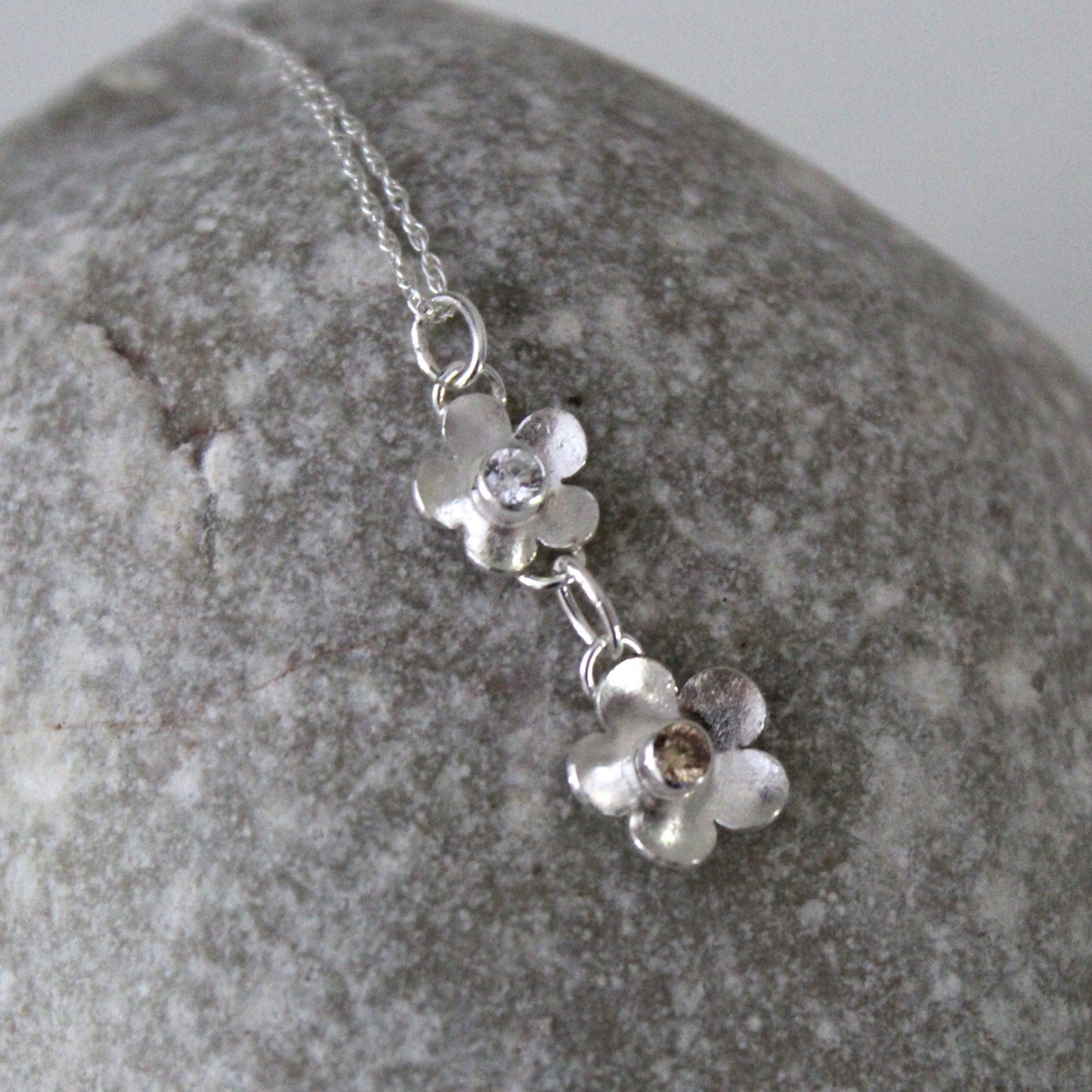 Bloom Sterling Silver Double Flower Necklace