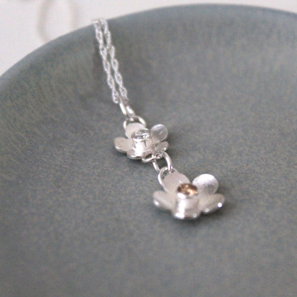 Bloom Sterling Silver Double Flower Necklace