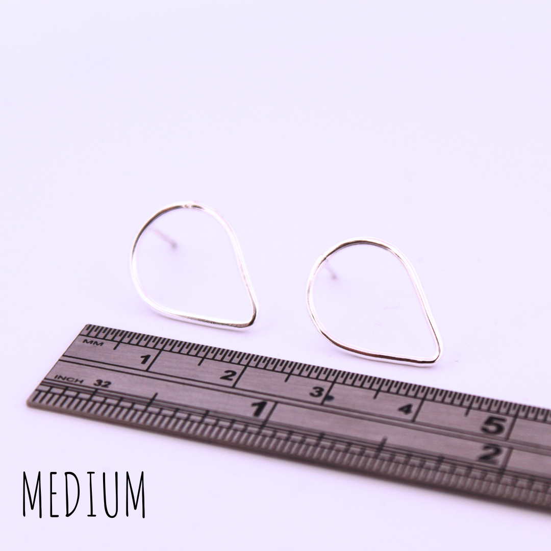 Sterling Silver Teardrop Stud Earrings, Shine On