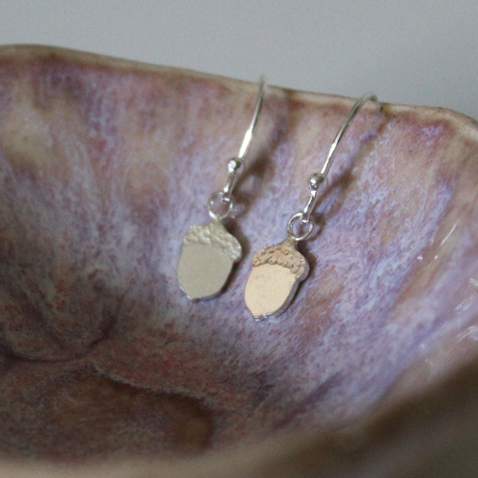 Sterling Silver Acorn Dangle Earrings, Shine On