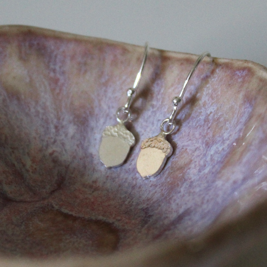 Sterling Silver Acorn Dangle Earrings, Shine On