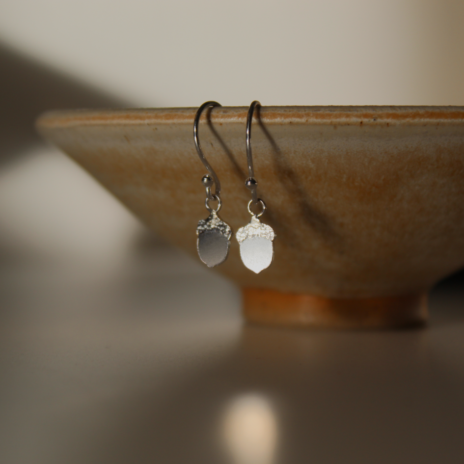 Sterling Silver Acorn Dangle Earrings, Shine On