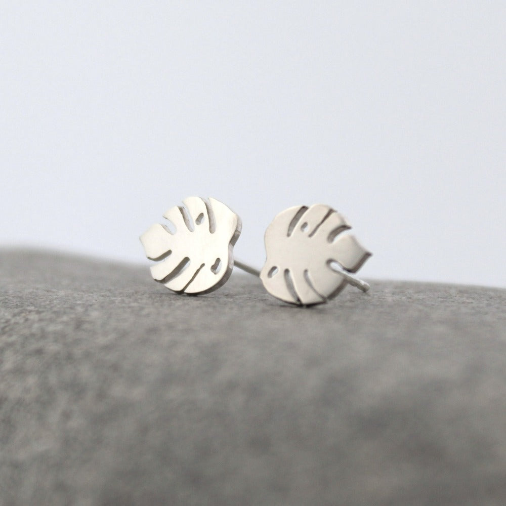 Sterling Silver Monstera Earrings – Shine On Shop