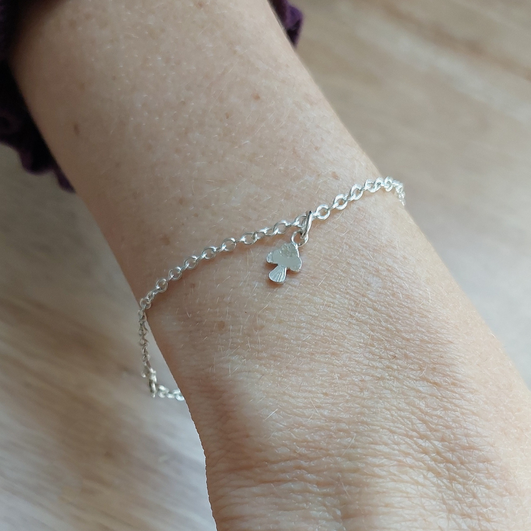 Sterling Silver Bracelet with Mushroom Charm, Shine On