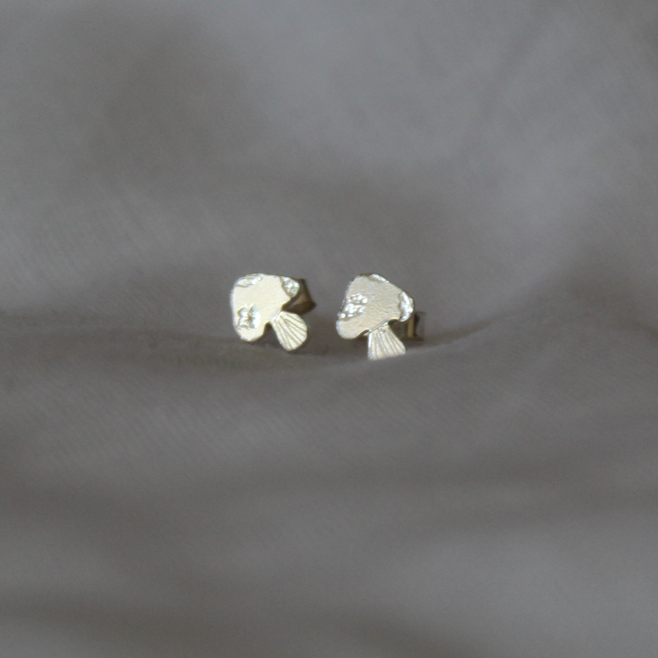 Sterling Silver Mushroom Earrings, Shine On