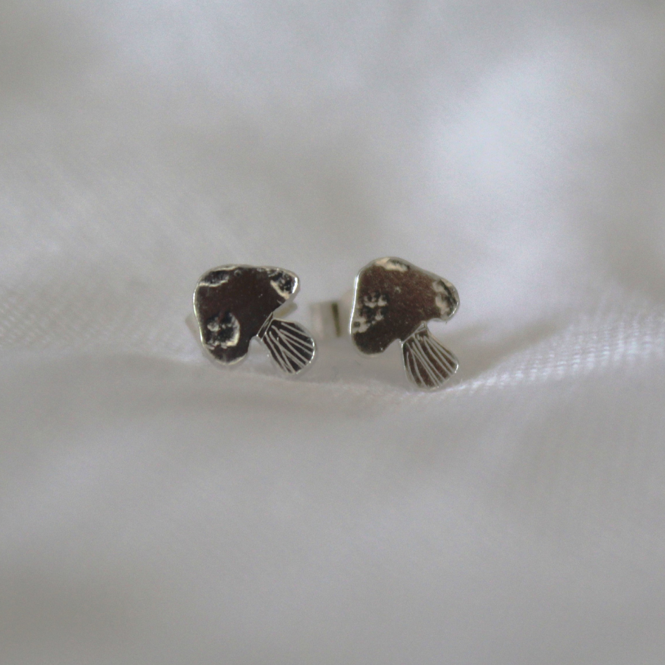 Sterling Silver Mushroom Earrings, Shine On