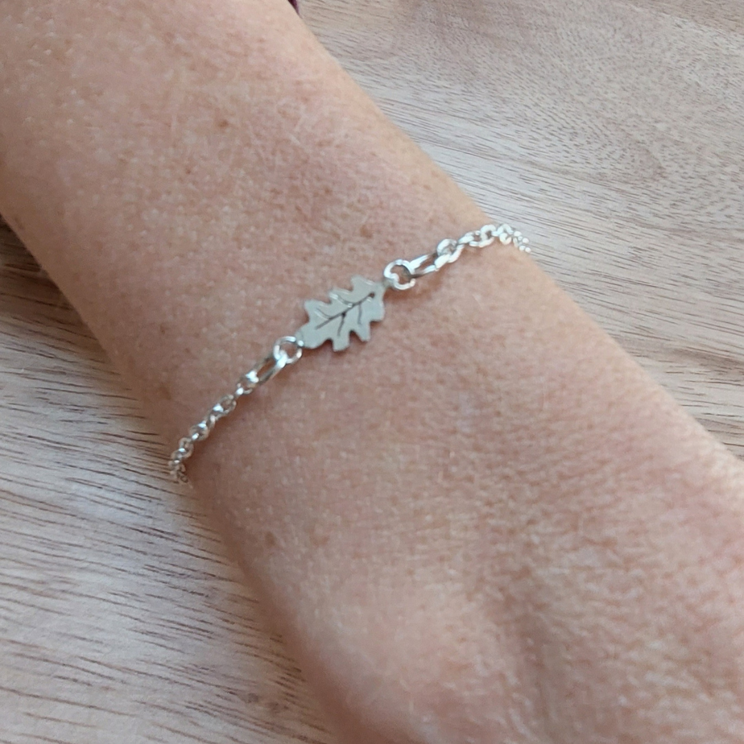 Sterling Silver Oak Leaf Bracelet, Shine On