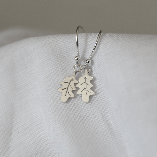 Sterling Silver Oak Leaf Dangle Earrings, Shine On