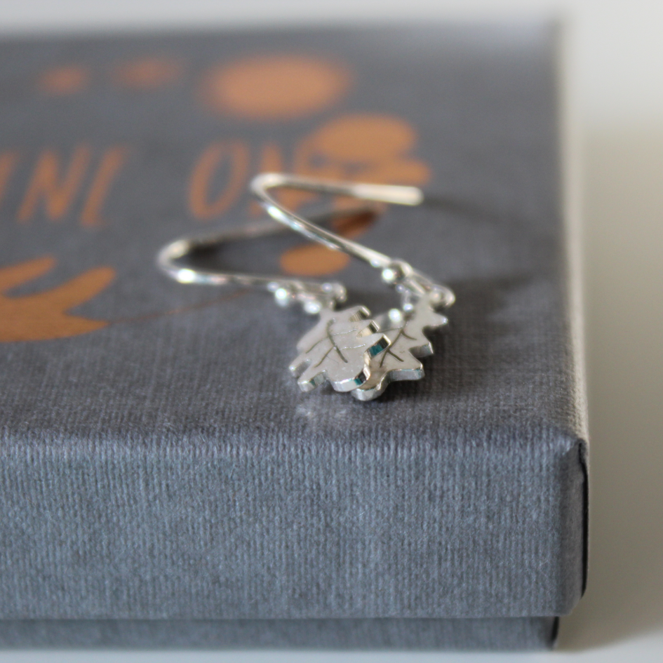 Sterling Silver Oak Leaf Dangle Earrings, Shine On