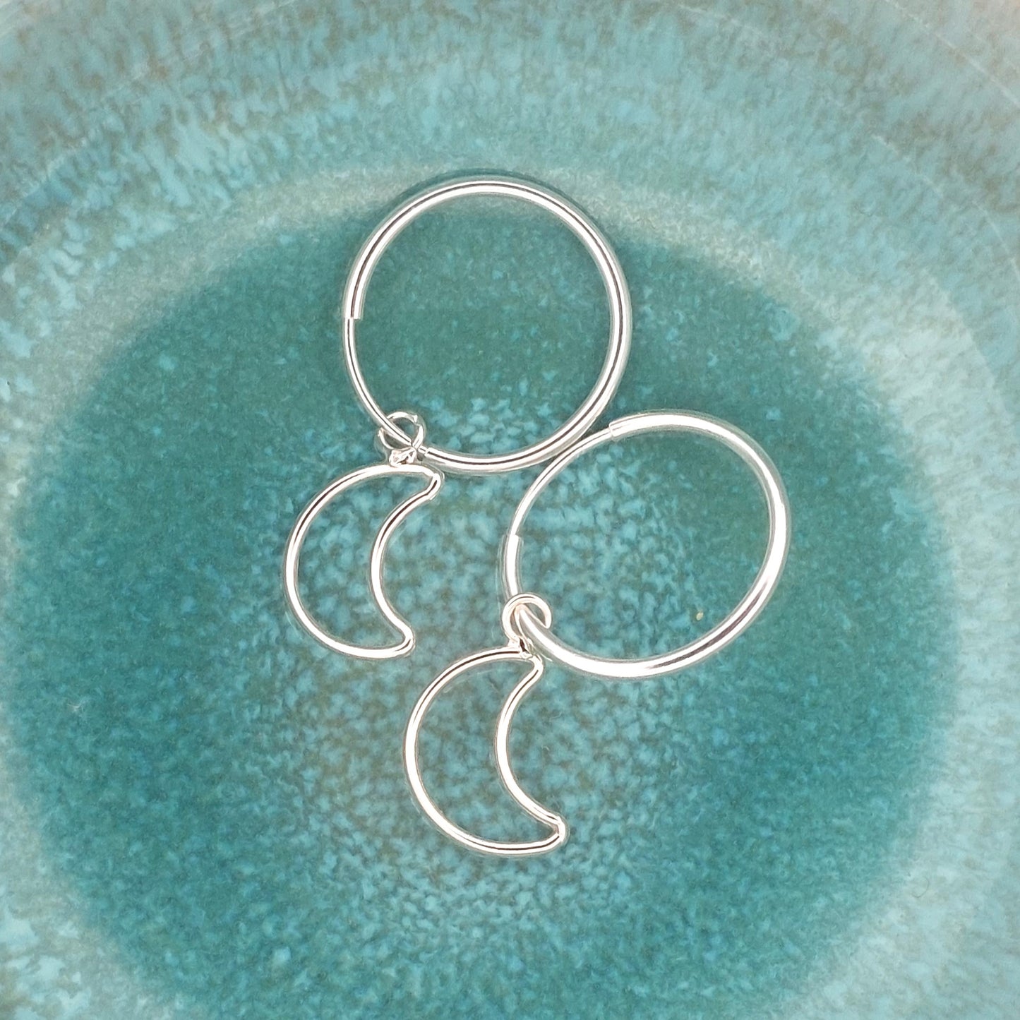 Sterling Silver Sleeper Earrings with Moon Charm