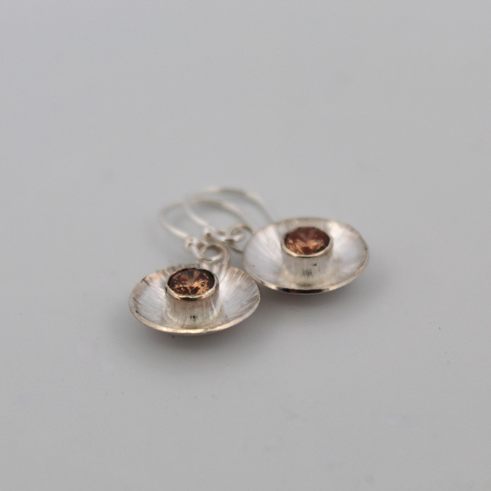 Champagne Sunburst Sterling Silver Dangle Earrings, Shine On
