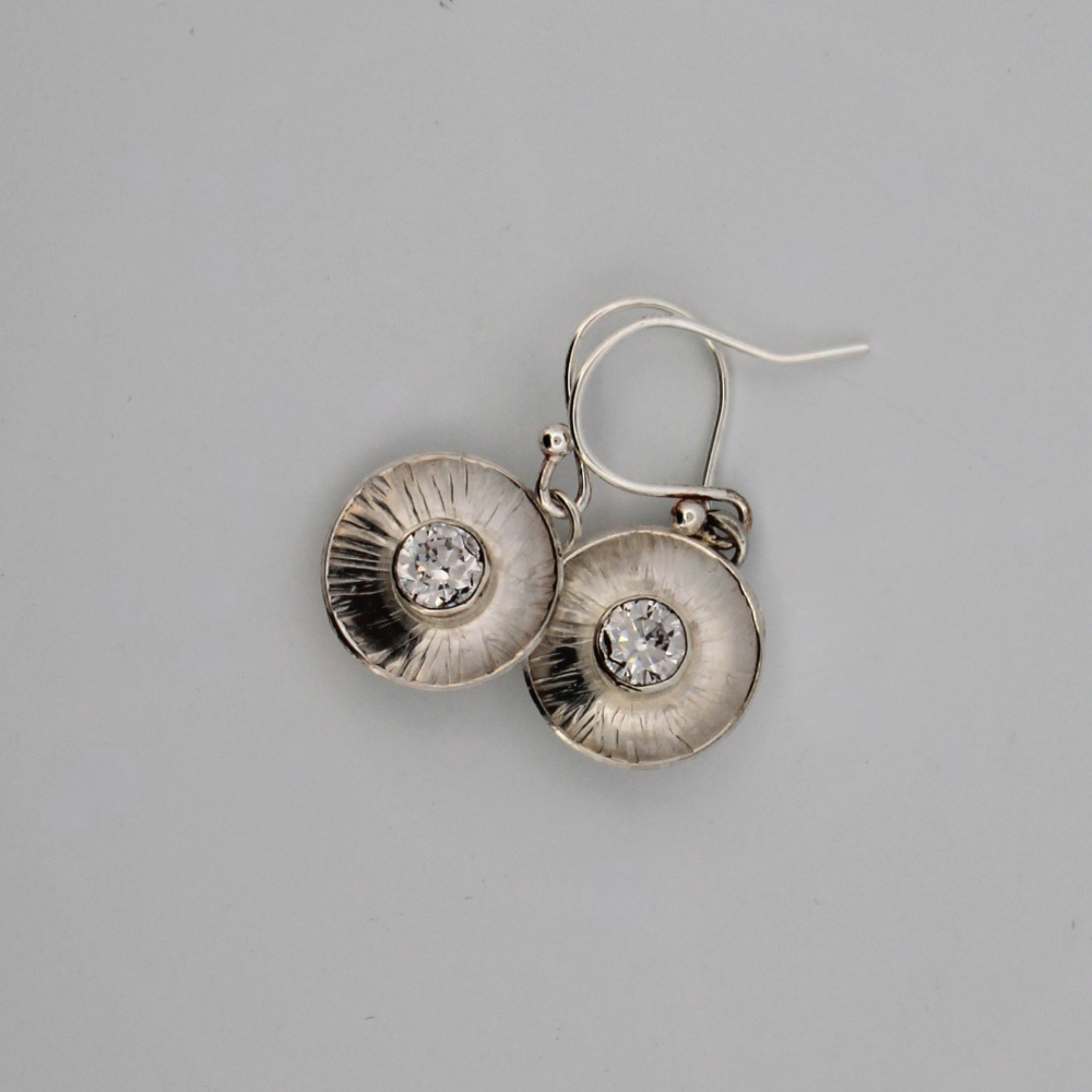 White Sunburst Sterling Silver Dangle Earrings, Shine On