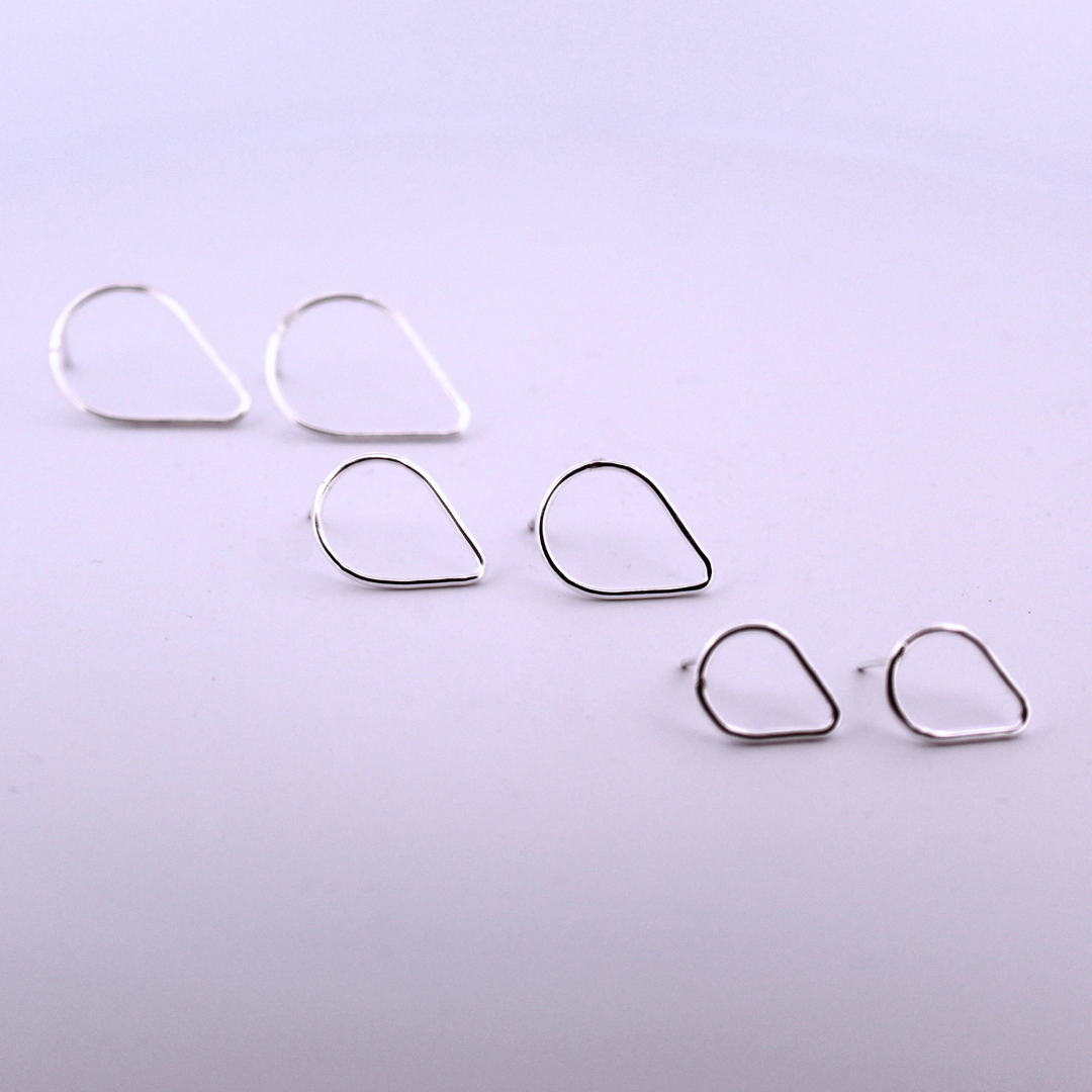 Sterling Silver Teardrop Stud Earrings, Shine On