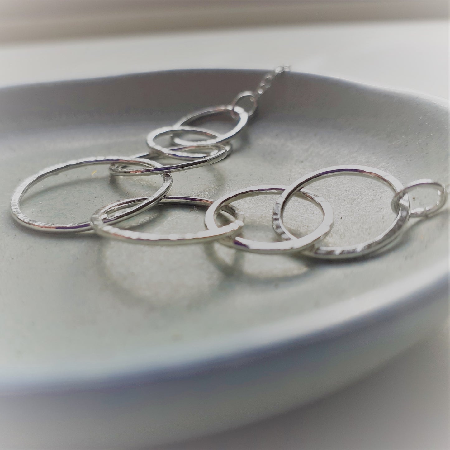 Sterling Silver Seven Ring Interlocking Circle Necklace - Shine On Shop