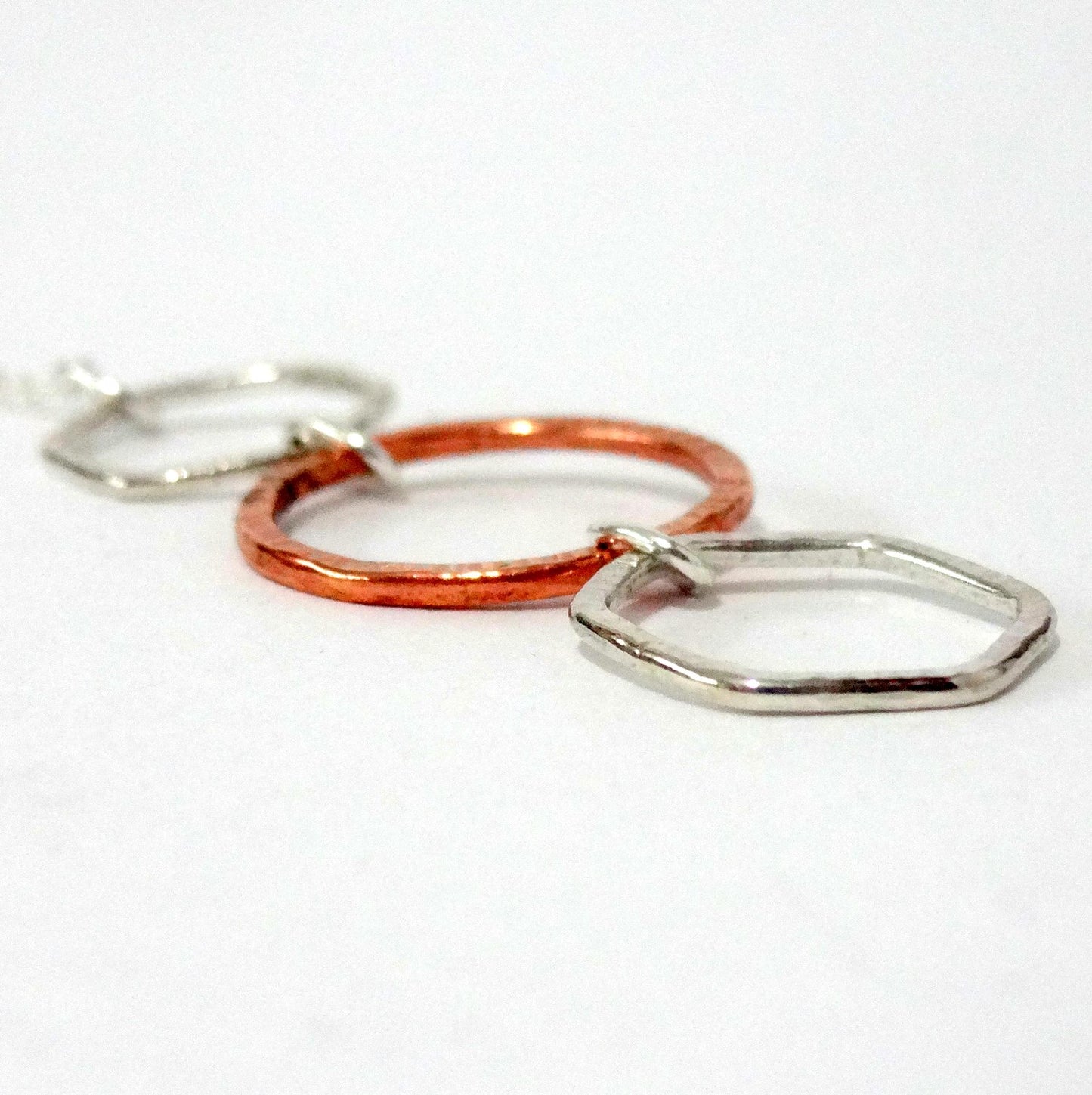 Mixed Metal Geometric Necklace in Sterling Silver and Copper - Shine On Shop