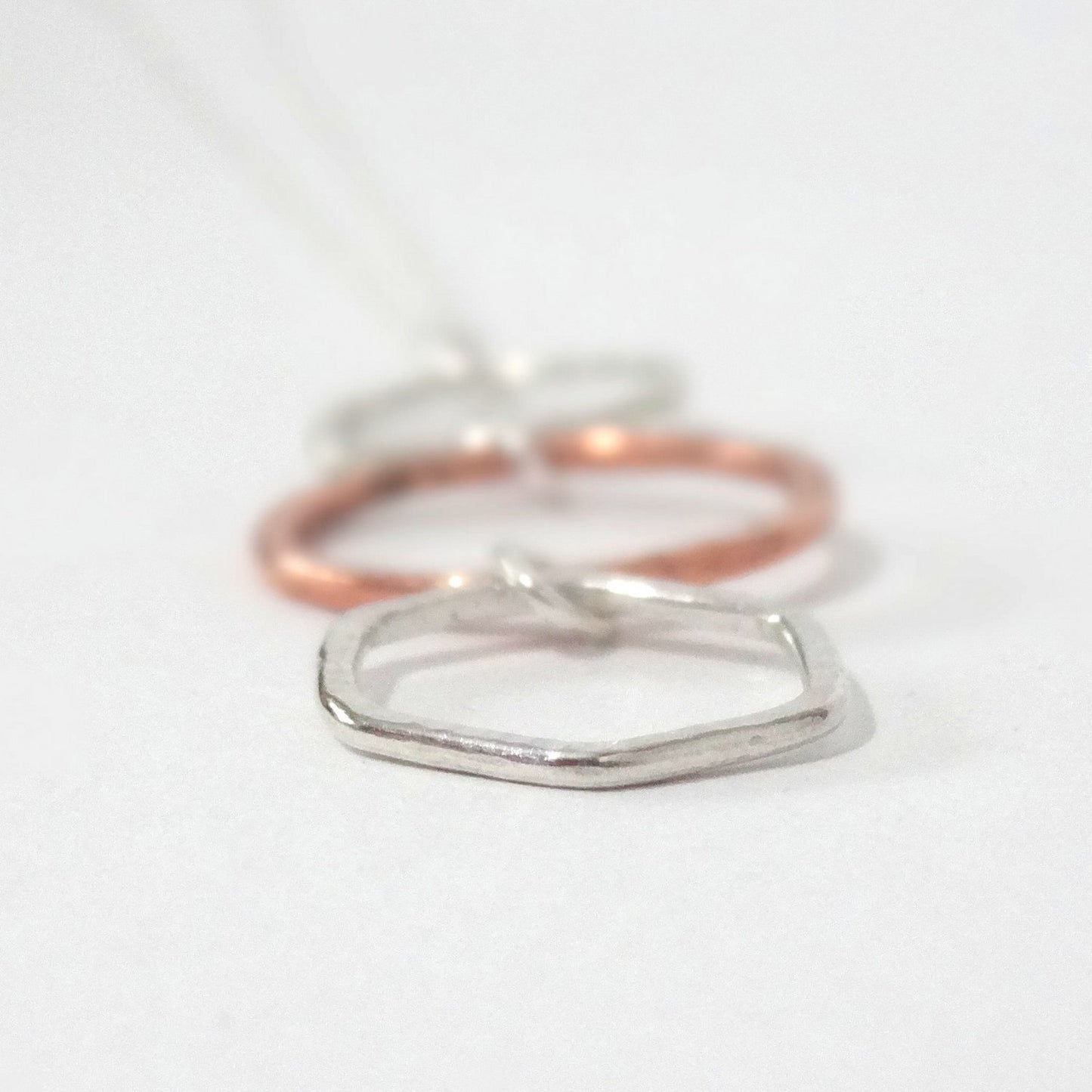 Mixed Metal Geometric Necklace in Sterling Silver and Copper - Shine On Shop
