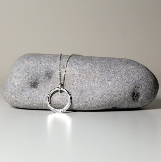 Dainty Sterling Silver Circle Eclipse Necklace - Shine On Shop