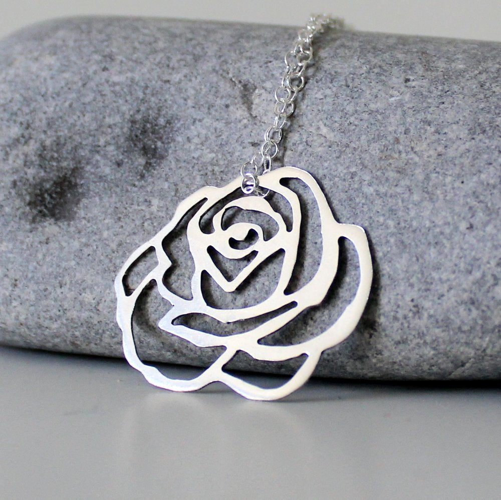 Sterling Silver Rose Necklace – Shine On Shop - Main Image