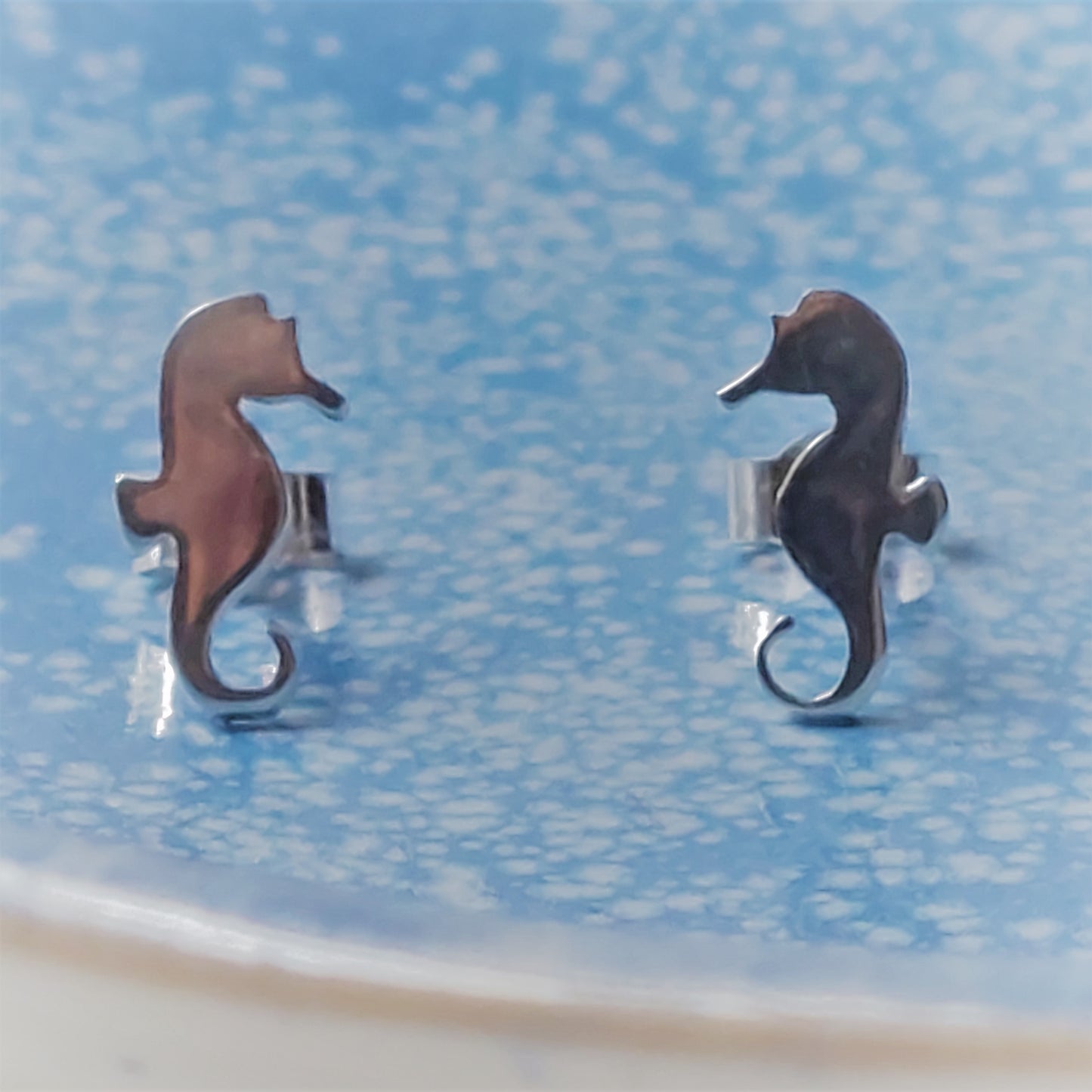 Sterling Silver Seahorse Earrings by Shine On