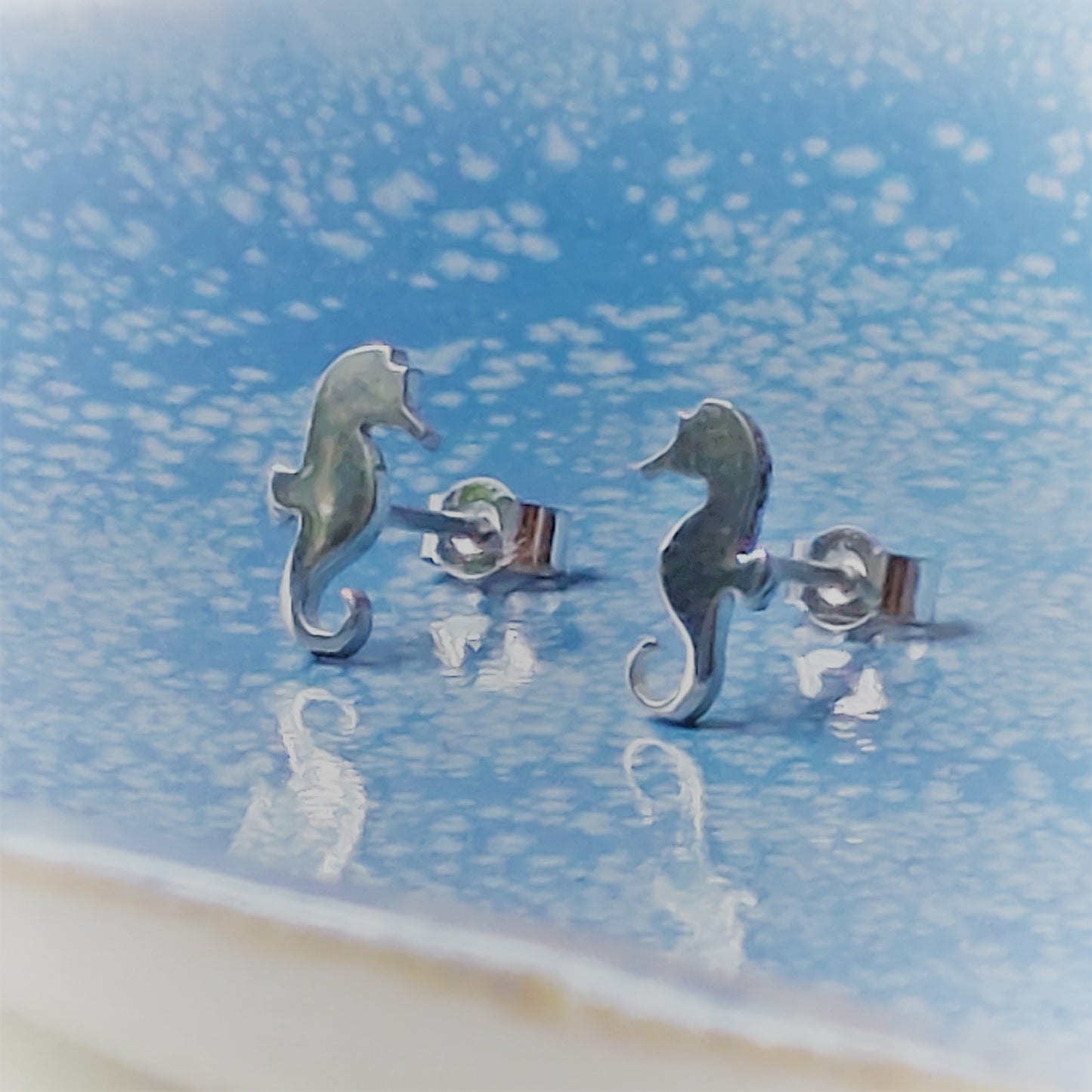 Sterling Silver Seahorse Earrings by Shine On