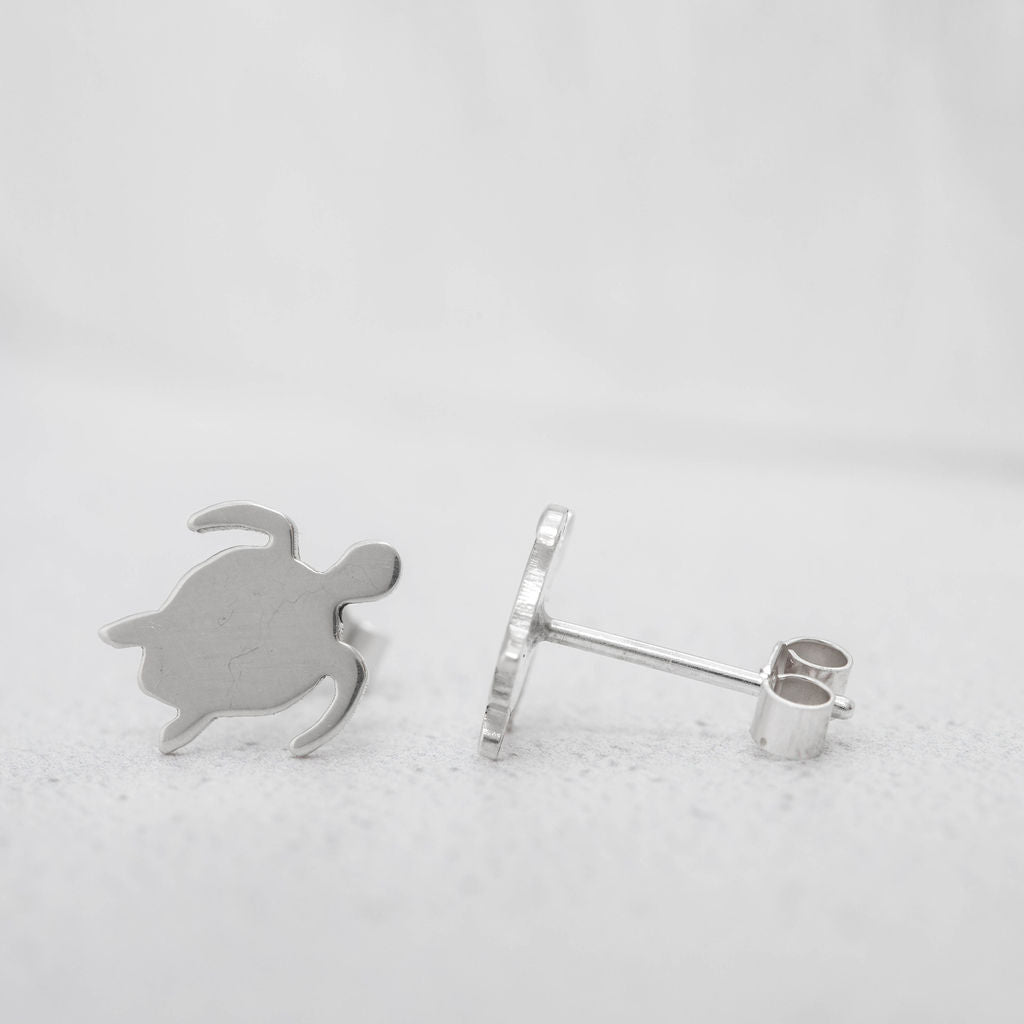 Small Sterling Silver Turtle Earrings