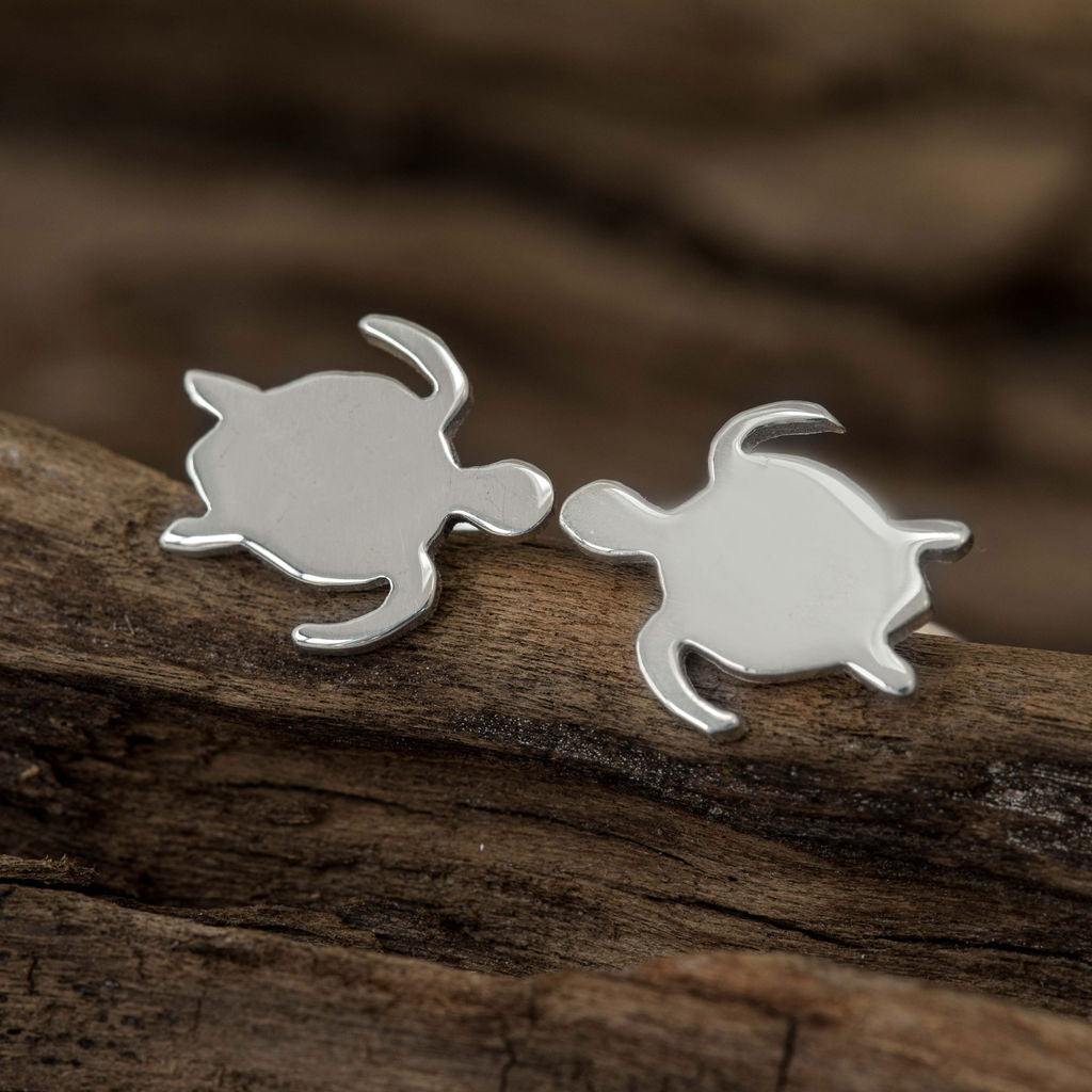 Small Sterling Silver Turtle Earrings