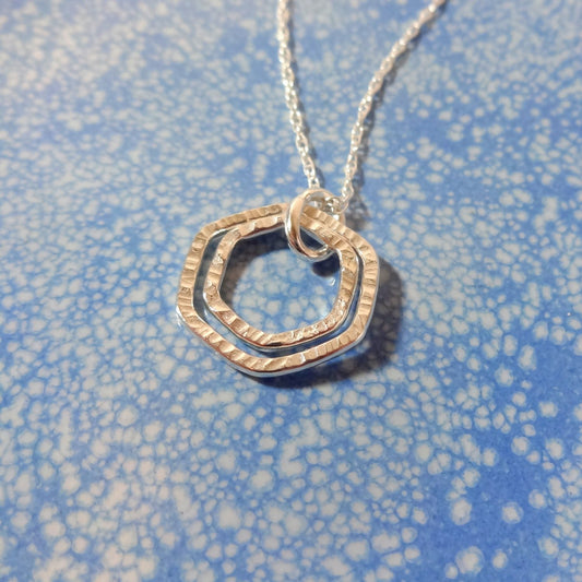 Sterling Silver Nesting Hexagon Necklace - Shine On Shop