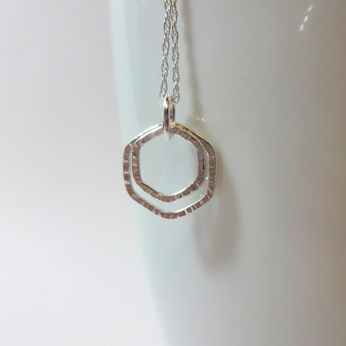 Sterling Silver Nesting Hexagon Necklace - Shine On Shop