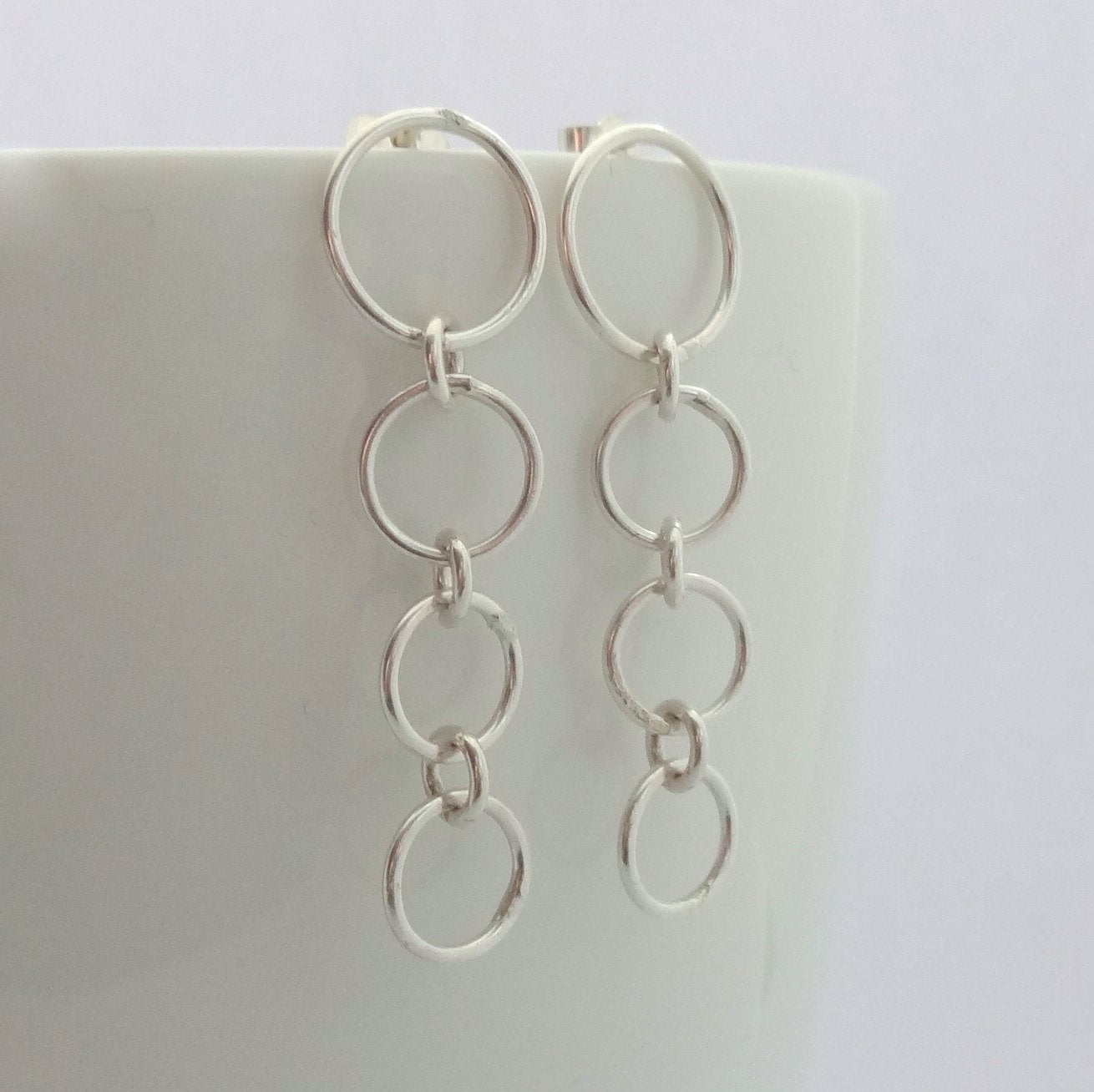 Sterling Silver Dangle Circle Earrings - Shine On Shop