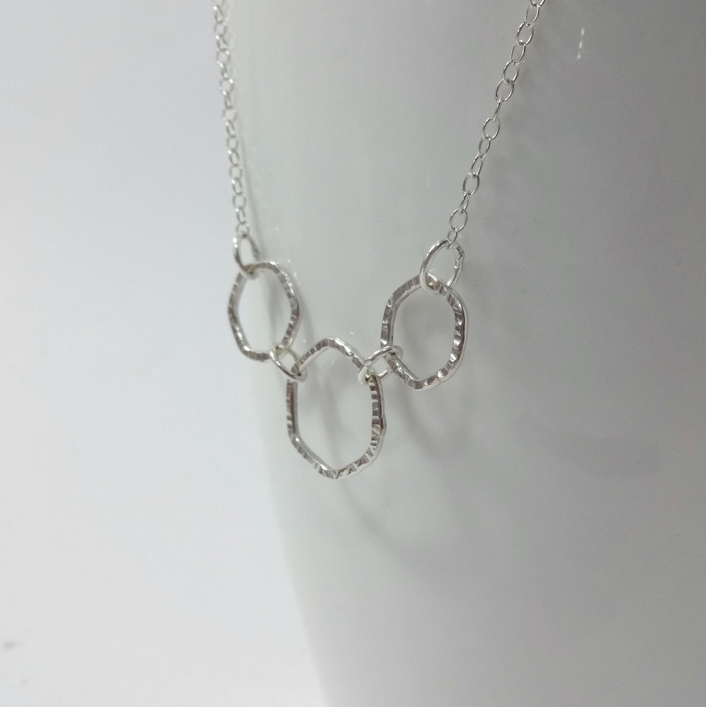 Sterling Silver Triple Hex Necklace - Shine On Shop