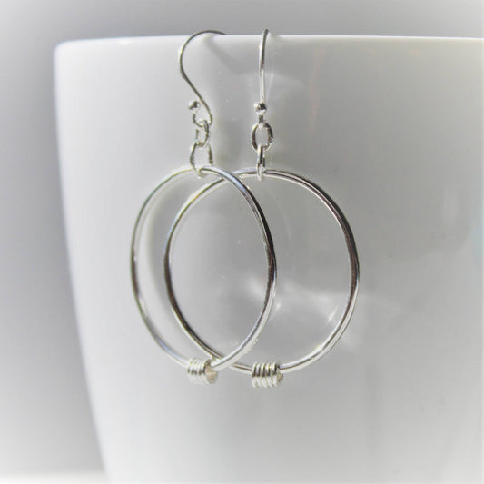 Sterling Silver Orbit Hoops Hanging Shine On