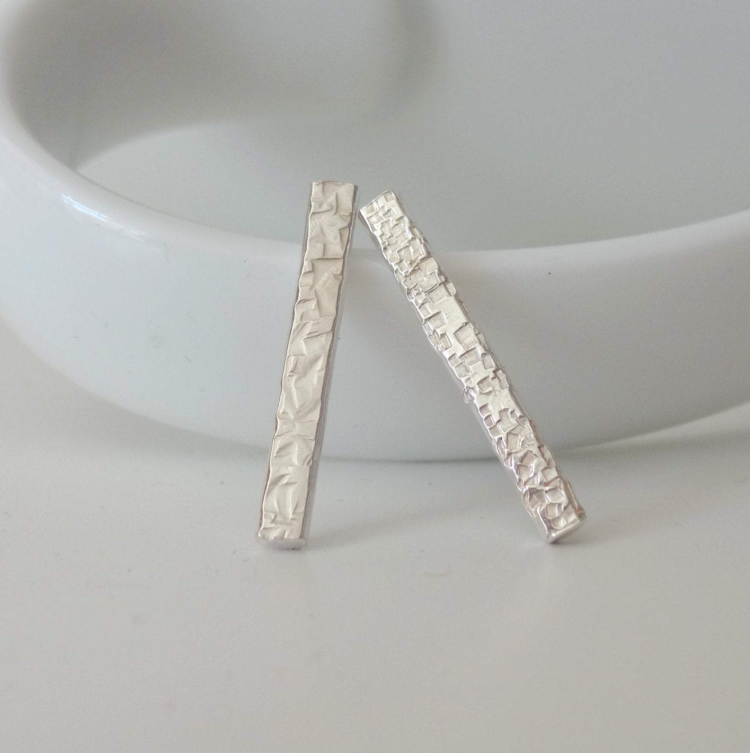 Sterling Silver Stick Stud Earrings - Shine On Shop