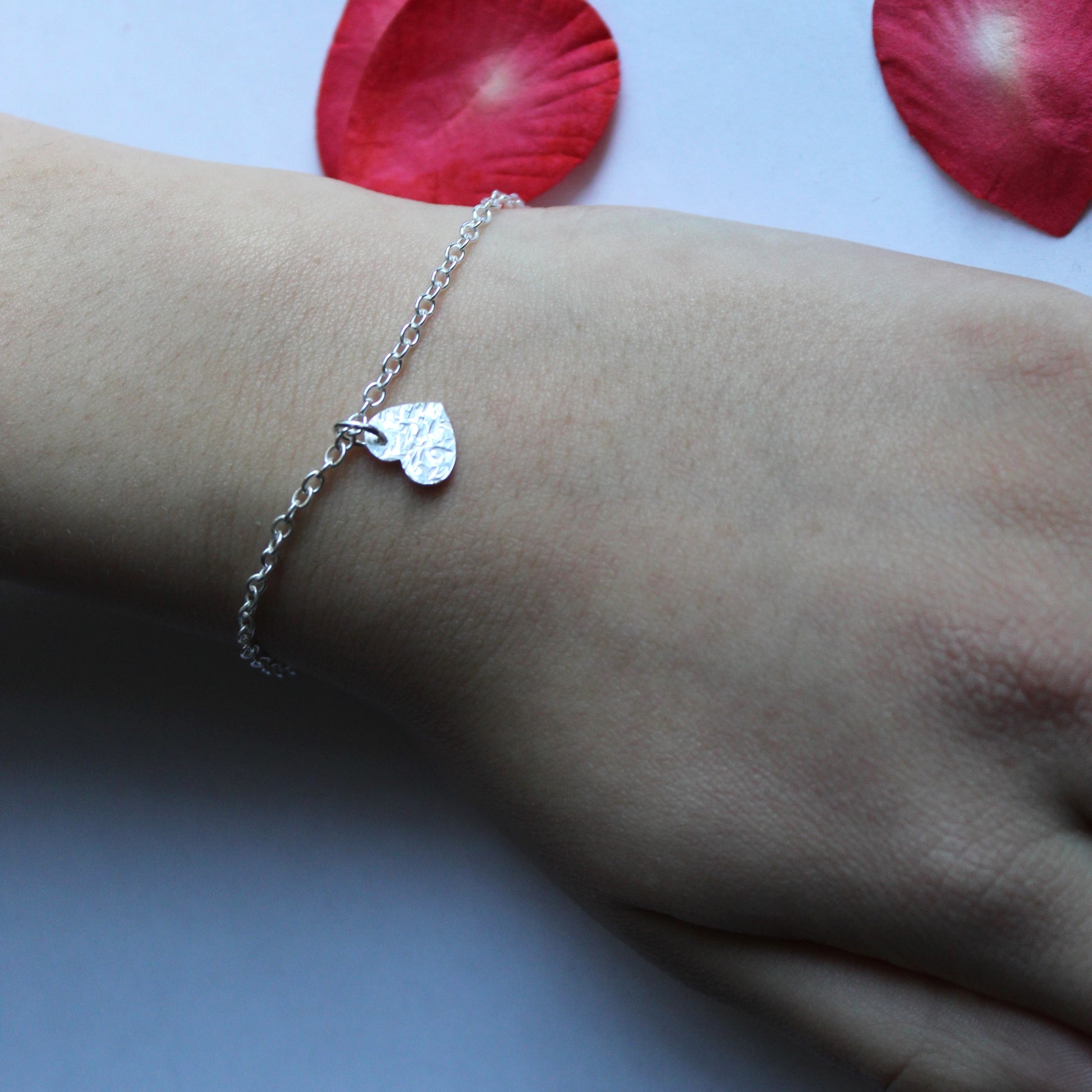 Sterling Silver Bracelet with Heart Charm, Shine On