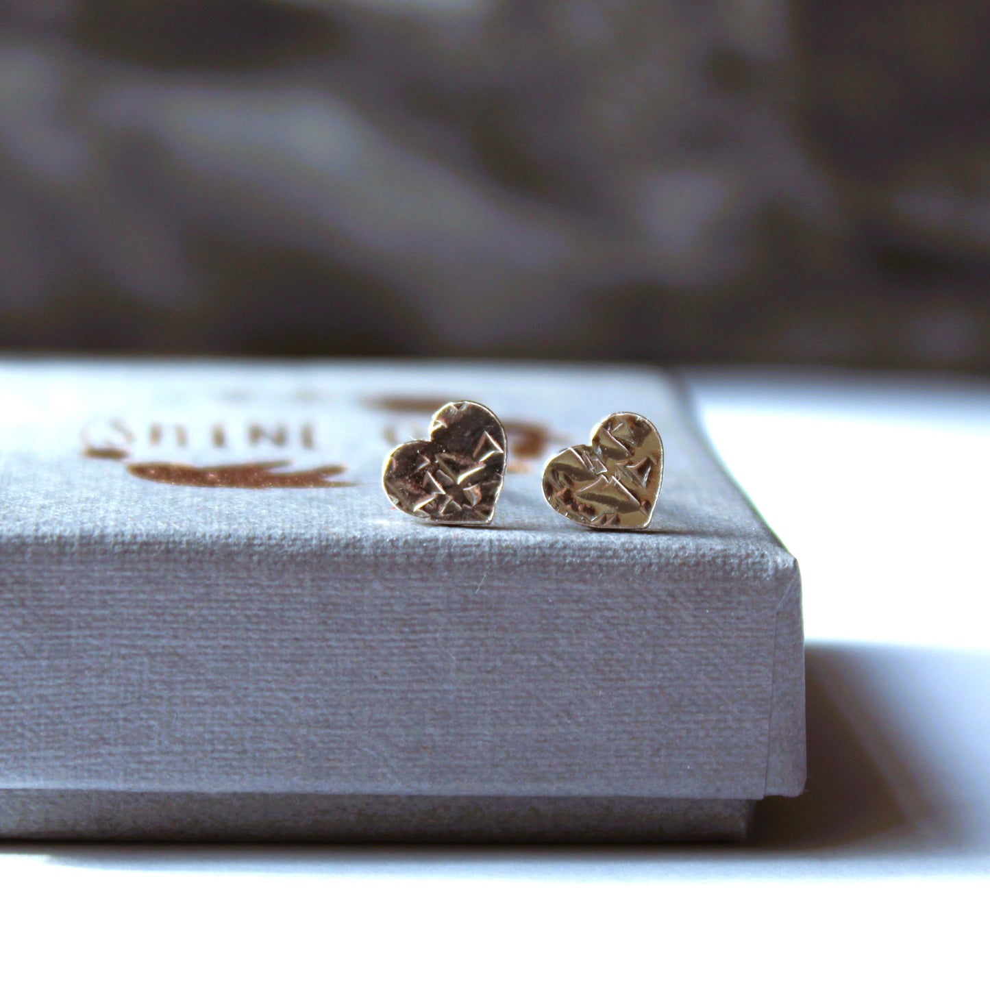 Sterling Silver Hearts and Kisses Stud Earrings, Shine On