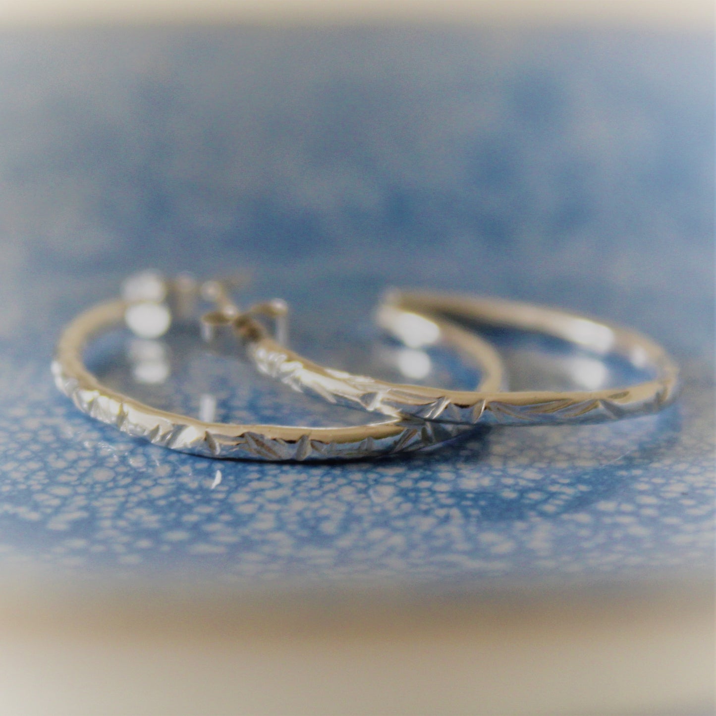 Sterling Silver Textured Hoop Earrings