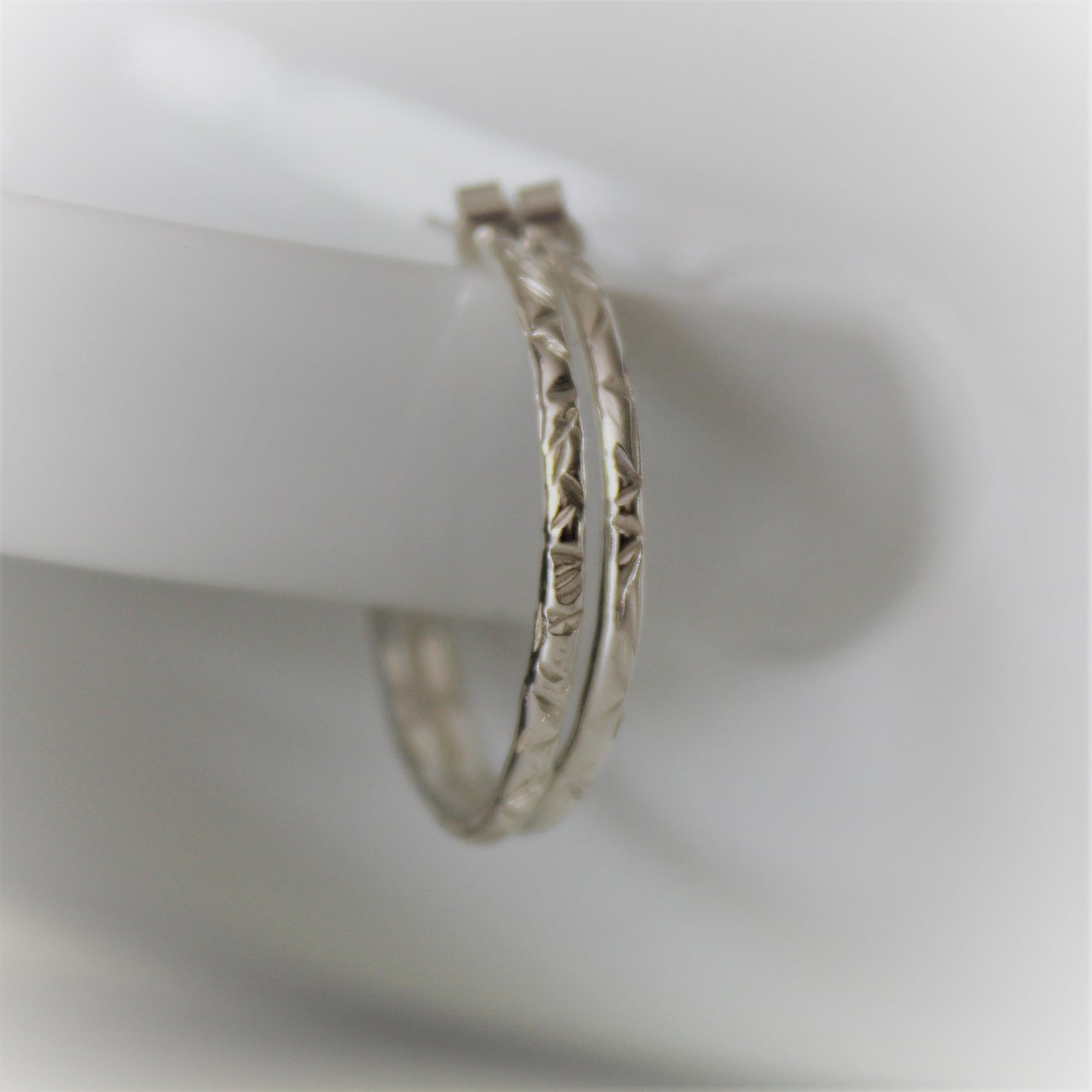 Sterling Silver Textured Hoop Earrings