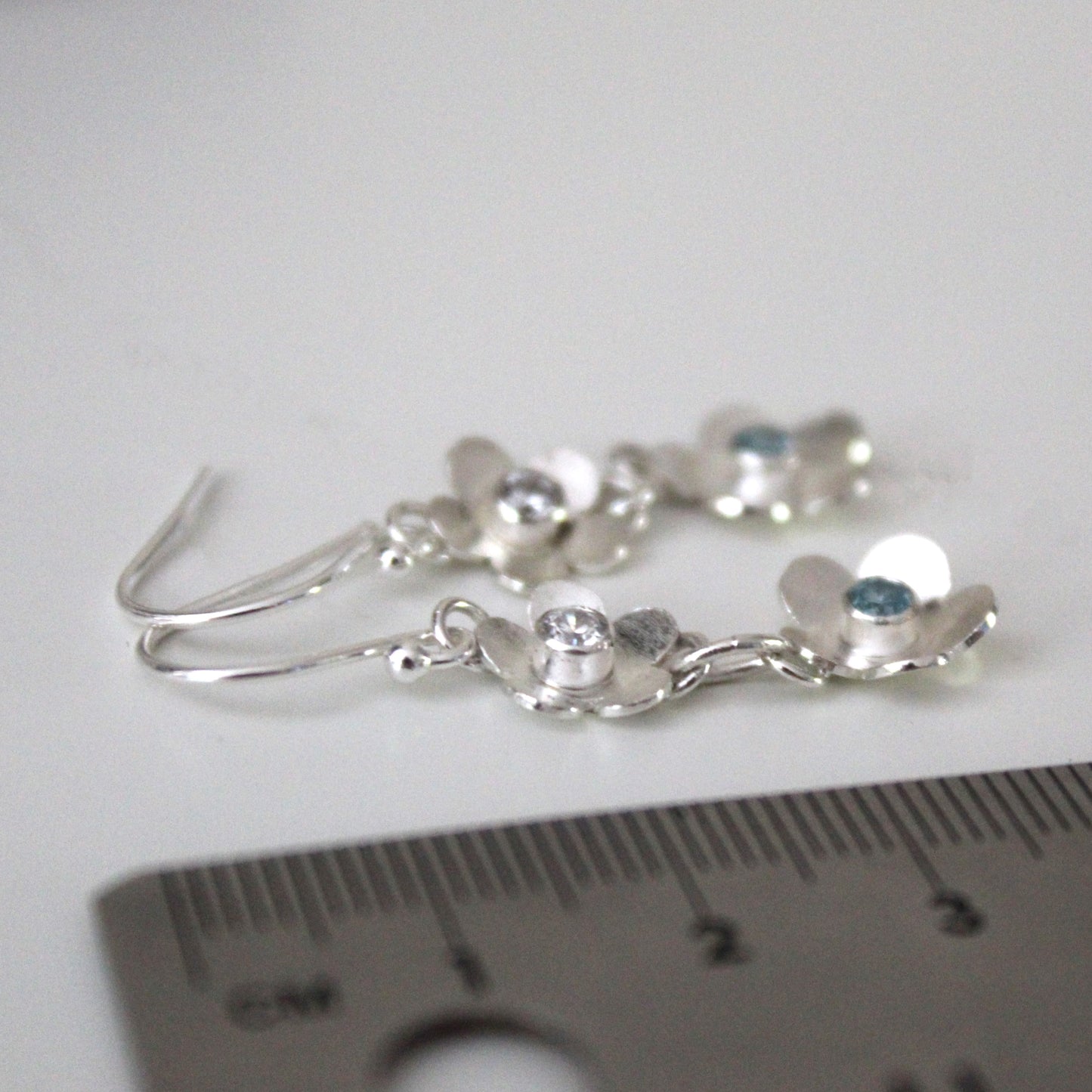 Bloom Sterling Silver Flower Double Dangle Earrings