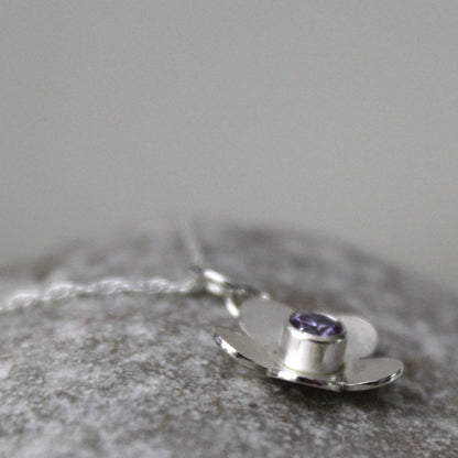 Bloom Sterling Silver Flower Necklace with Lavender Stone