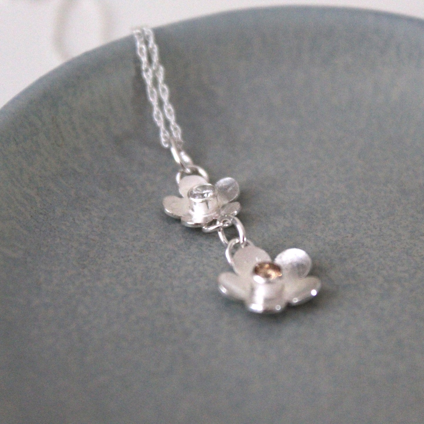 Bloom Sterling Silver Double Flower Necklace