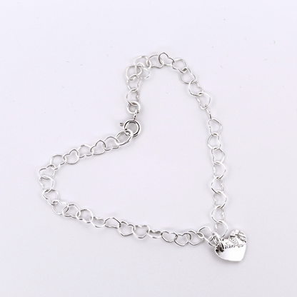 Sterling Silver Heart Chain Bracelet with Heart Charm from Shine On