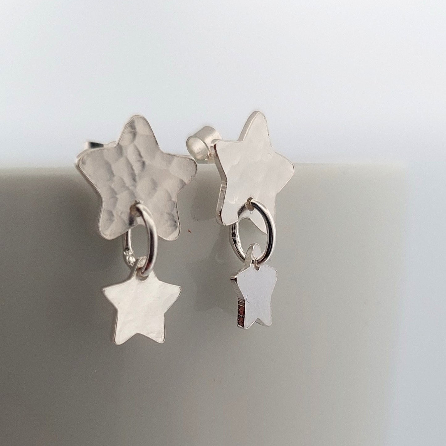 Sterling Silver Lucky Stars Dainty Dangle Earrings