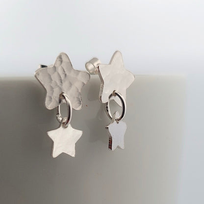 Sterling Silver Lucky Stars Dainty Dangle Earrings