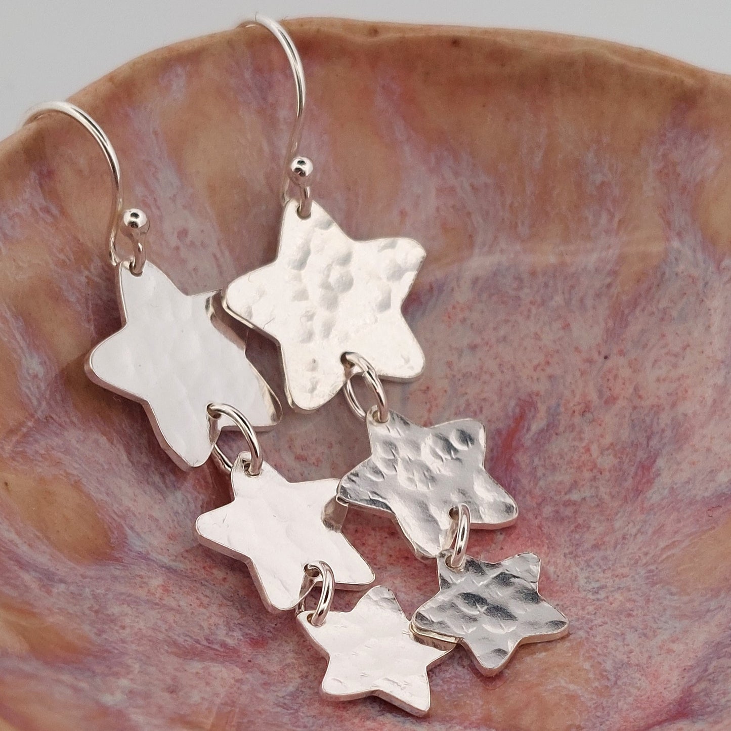 Sterling Silver Lucky Stars Long Dangle Earrings