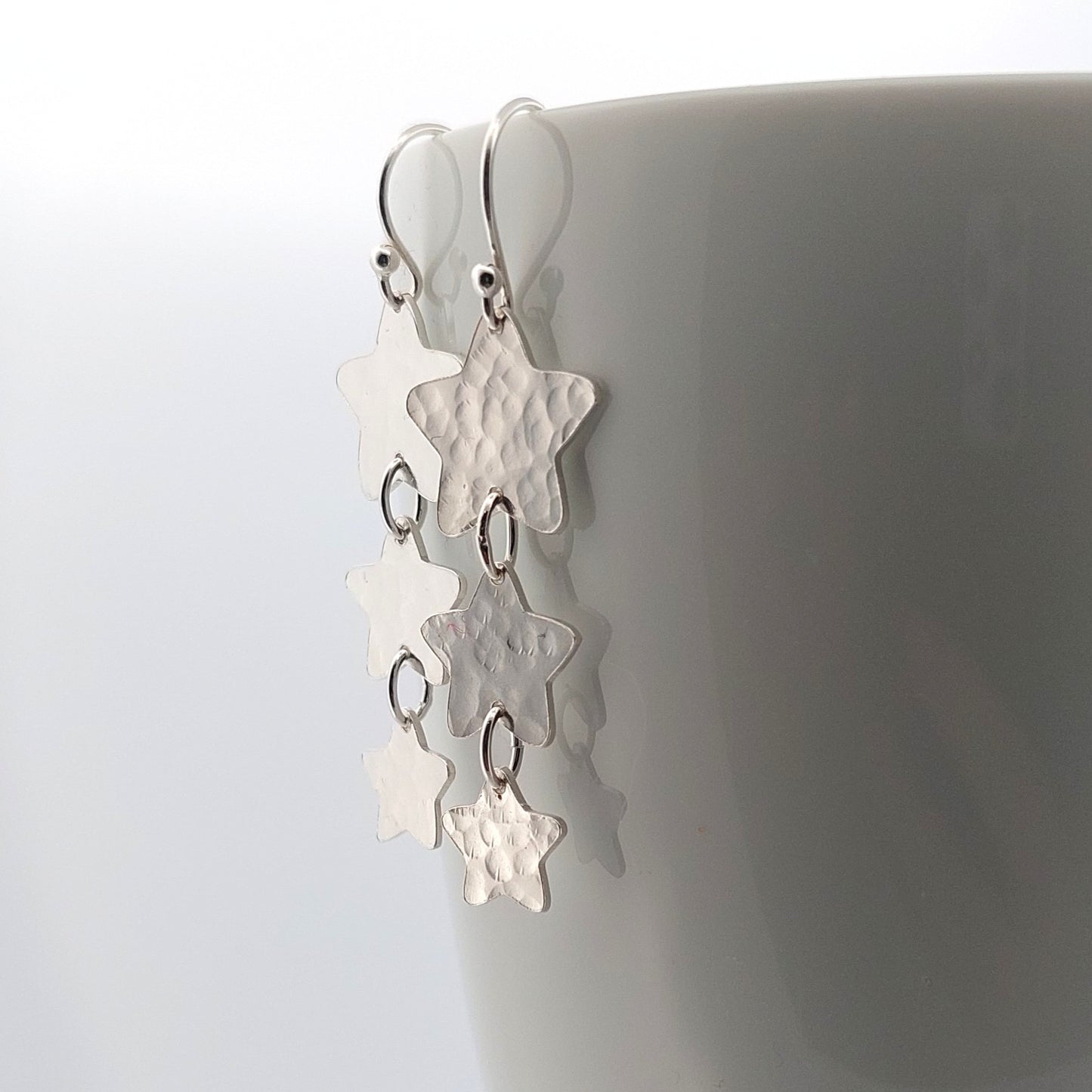 Sterling Silver Lucky Stars Long Dangle Earrings