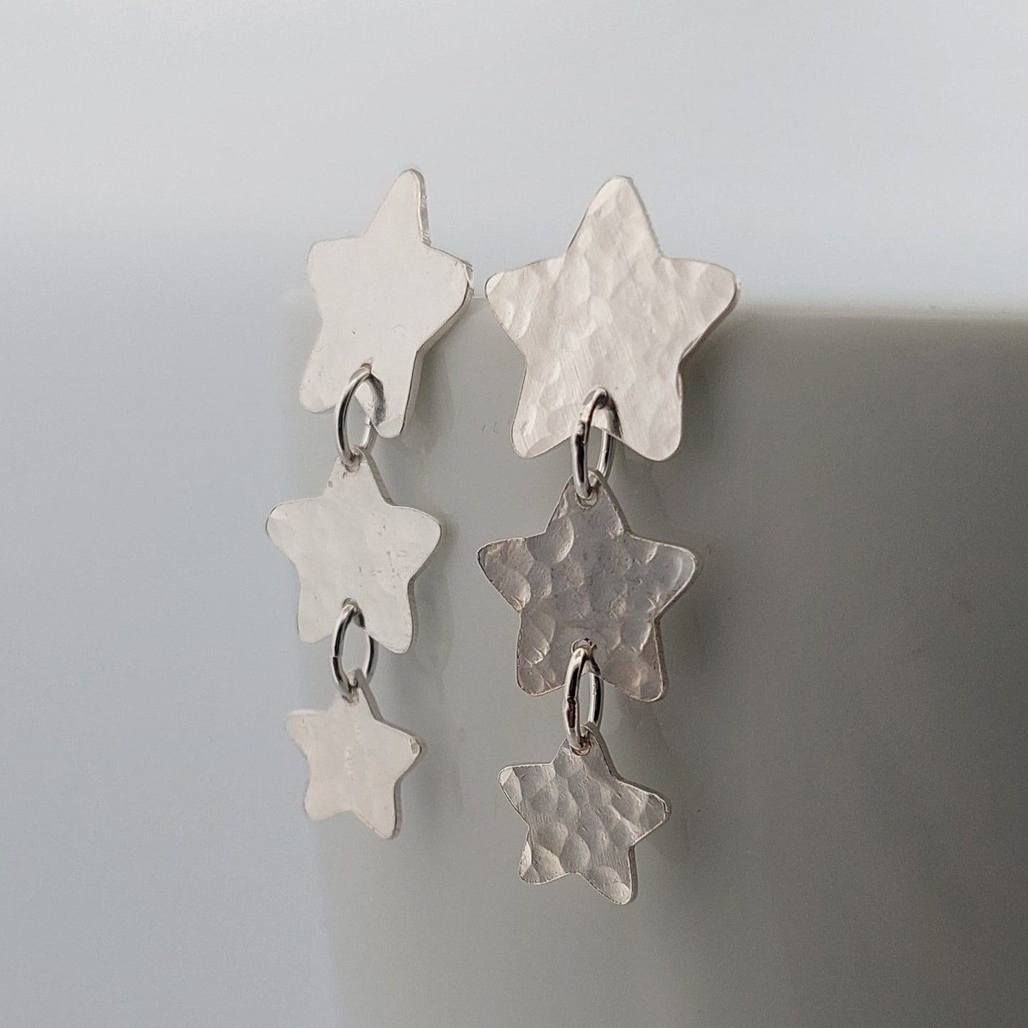 Sterling Silver Lucky Stars Long Dangle Earrings