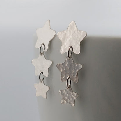 Sterling Silver Lucky Stars Long Dangle Earrings