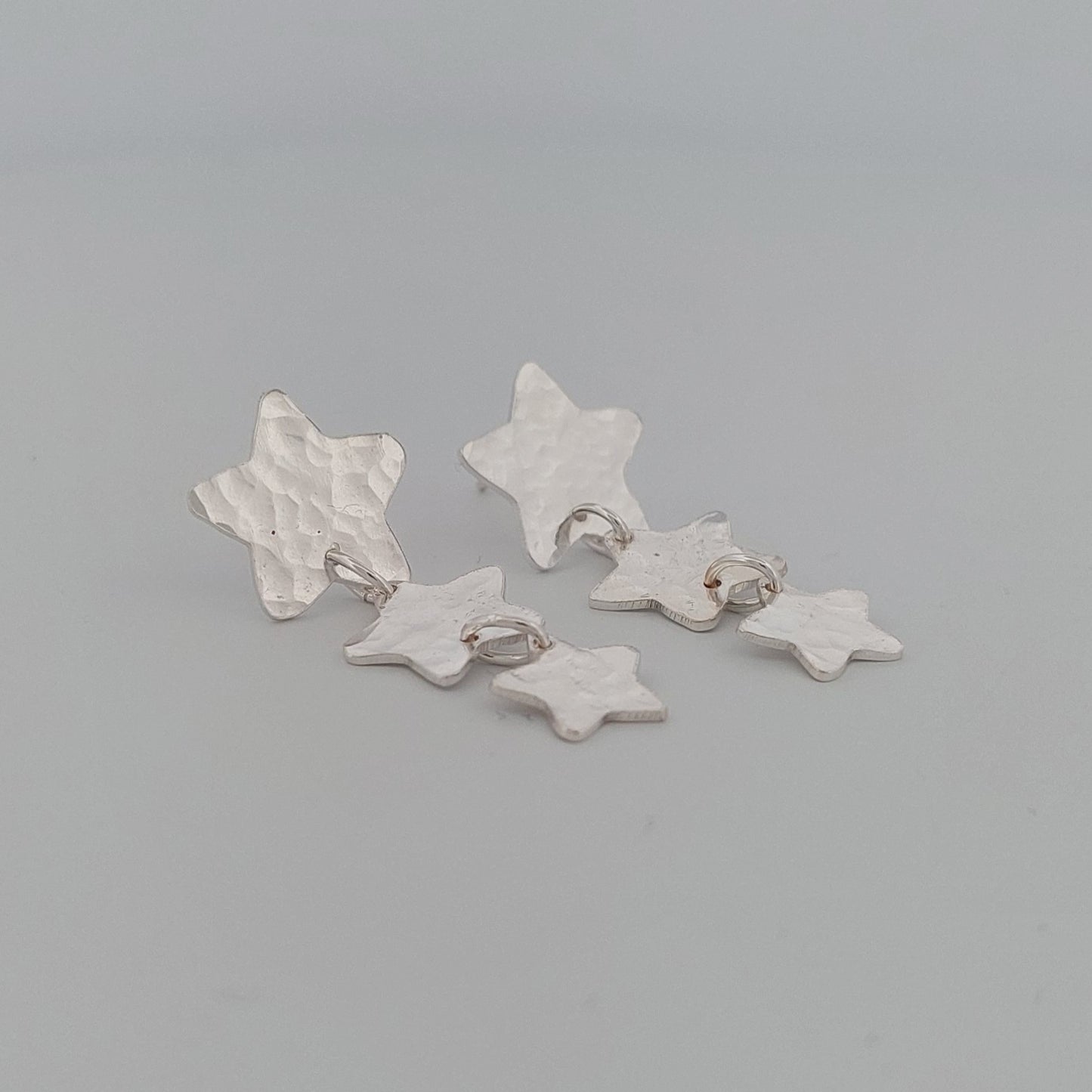 Sterling Silver Lucky Stars Long Dangle Earrings