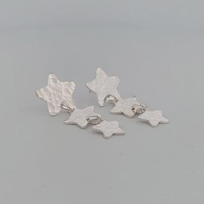 Sterling Silver Lucky Stars Long Dangle Earrings