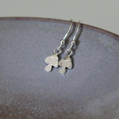 Sterling Silver Mushroom Dangle Earrings, Shine On